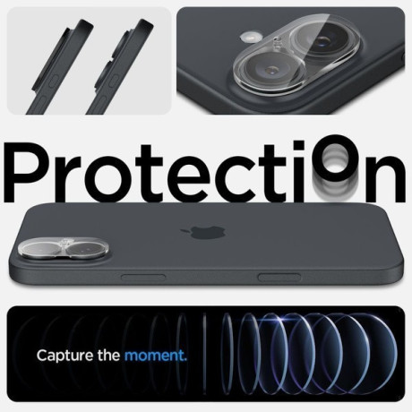 Комплект защитных стекол на камеру Spigen Optik Glas.tR 2 pcs для iPhone 16 / 16 Plus - transparent