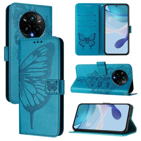 Чохол-книжка Embossed Butterfly для Realme 14 Pro+ - синій