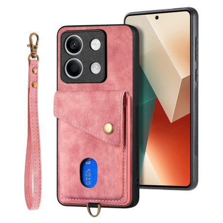 Протиударний чохол  Retro Card Wallet Fold Leather для Xiaomi Redmi Note 13 - рожевий