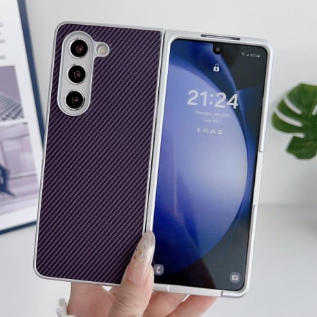 Чехол Kevlar Carbon Fiber Ultra-thin на Samsung Galaxy Fold 7 - фиолетовый