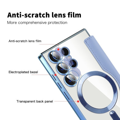 Чехол-книжка Shield MagSafe RFID Anti-theft Leather для Samsung Galaxy S25 Ultra 5G - синий