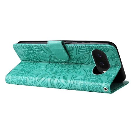 Чехол-книжка Embossed Sunflower для Google Pixel 9a - зеленый