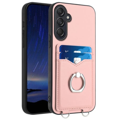 Противоударный чехол R20 Ring Card Holder для Samsung Galaxy M55 / C55 5G - розовый