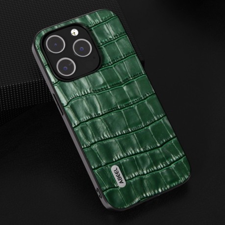 Чохол протиударний ABEEL Crocodile Texture Genuine Leather для iPhone 15 Pro - зелений