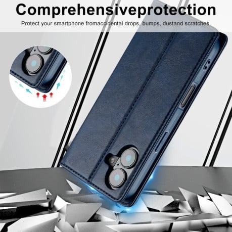Чехол-книжка LCIMEEKE RFID для iPhone 16 Plus - синий