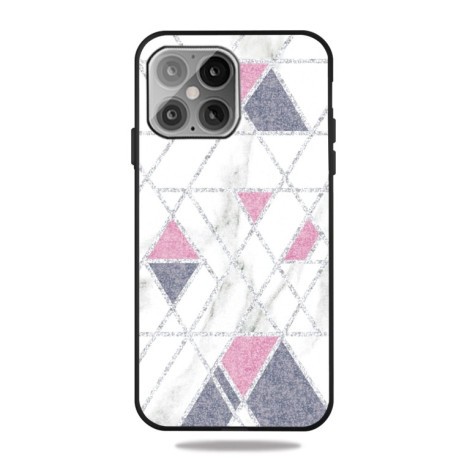 Противоударный чехол Frosted Fashion Marble для iPhone 13 - White Pink Triangle