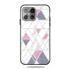 Противоударный чехол Frosted Fashion Marble для iPhone 14/13 - White Pink Triangle