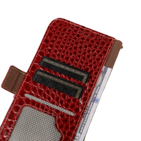 Кожаный чехол-книжка Crocodile Top Layer на Samsung Galaxy A04 4G - красный