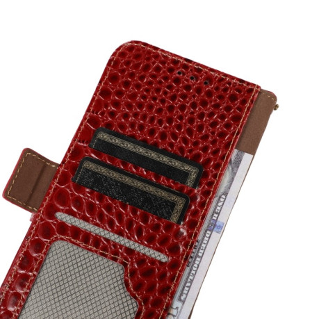 Шкіряний чохол-книжка Crocodile Top Layer для Samsung Galaxy A23 4G - червоний