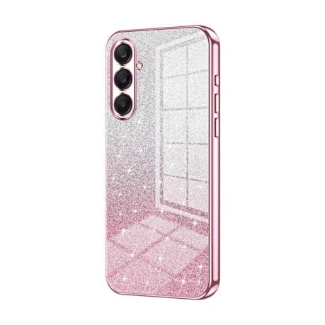Ударозащитный чехол Gradient Glitter Powder Electroplated на Samsung Galaxy A26 - розовый