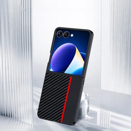 Протиударний чохол Carbon Fiber Texture Printing для Samsung Galaxy Flip 7 - чорно-синій