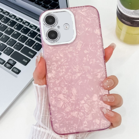 Протиударний чохол Plating Glitter Texture TPU with Lens Film для iPhone 14 - Pink Shell Pattern