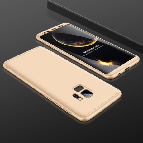 Чехол GKK Three Stage Splicing Full Coverage на Samsung Galaxy S9-золотой