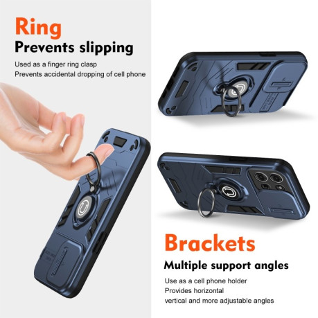Протиударний чохол Sliding Camshield Ring Holder Motorola Moto G75 - синій