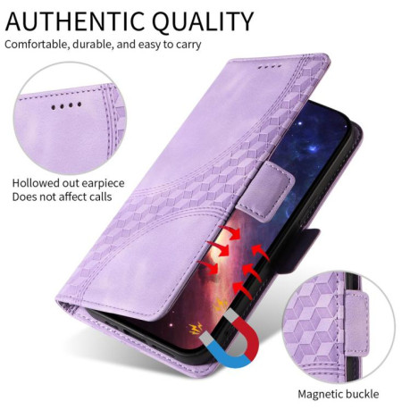 Чехол-книжка Embossed Rhombus Starry Leather для Xiaomi Redmi Note 14 4G 164.84mm - фиолетовый