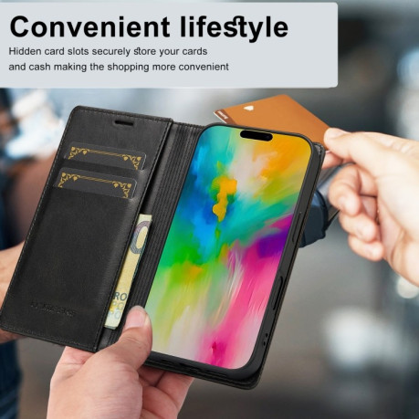 Чехол-книжка LC.IMEEKE RFID для iPhone 16 Plus - черный