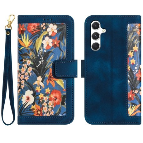 Чехол-книжка Floral Pattern Leather для Samsung Galaxy A56 5G - синий
