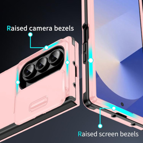 Противоударный чехол Sliding Camshield для Samsung Galaxy Fold 7 - розовый