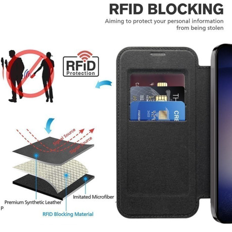 Чохол-книжка Shield MagSafe RFID Anti-theft Leather  для Samsung Galaxy S25+ 5G - чорний