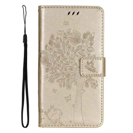 Чохол-книжка Happy Cat Pattern для Xiaomi Redmi 14C 4G/Poco C75/Redmi A4 5G - золотий