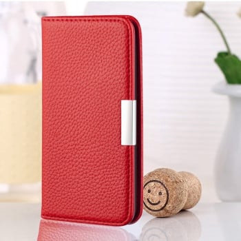Чехол-книжка Litchi Texture Solid Color на iPhone 13 Mini - красный