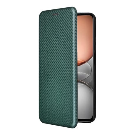Чехол-книжка Carbon Fiber Texture на Realme C75 4G Global - зеленый