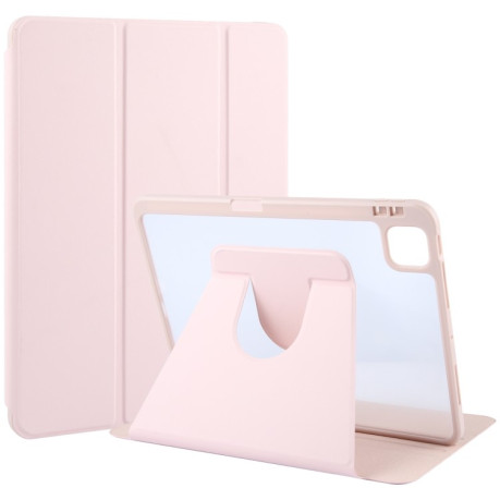 Чохол-книжка GEBEI Acrylic TPU 3-folding Rotating Smart Tablet Leather для iPad Pro 13 2024 - рожевий