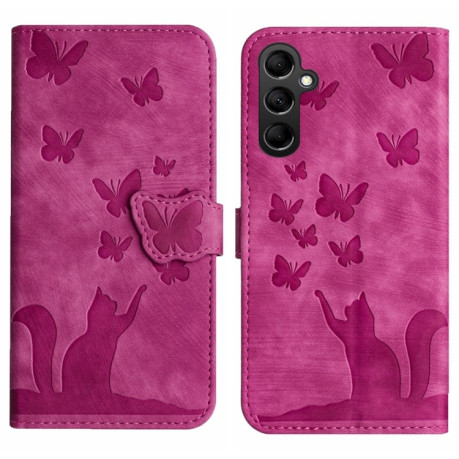 Чохол-книжка Cat Embossing Pattern для Samsung Galaxy A55 - рожевий