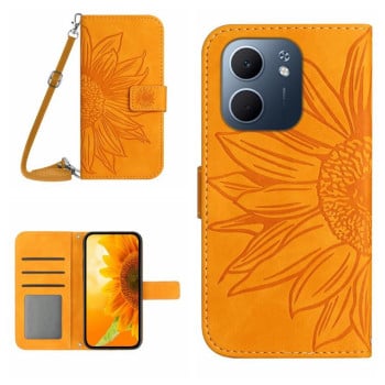 Чохол-книжка Skin Feel із малюнком соняшника на OPPO A5x 4G Global / 5G Global - жовтий