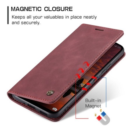 Кожаный чехол CaseMe-013 Multifunctional на Xiaomi Redmi Note 13 Pro 4G / POCO M6 Pro 4G - винно-красный