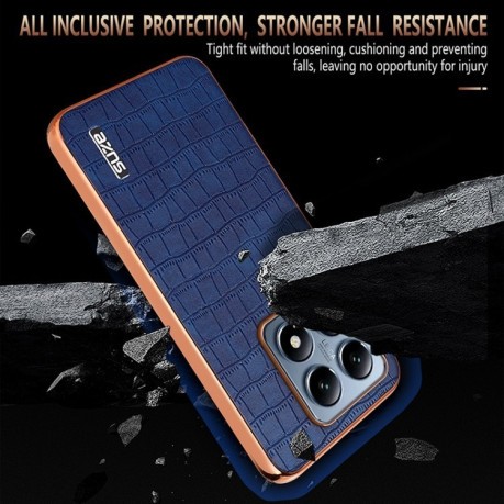 Чехол AZNS Electroplated Frame Crocodile Texture на Xiaomi 14T - коричневый