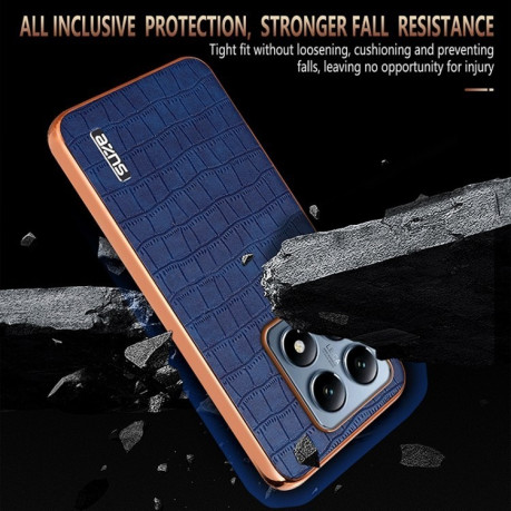 Чохол AZNS Electroplated Frame Crocodile Texture на Xiaomi 14T Pro 5G - синій