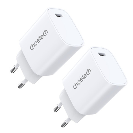 Швидкісний зарядний пристрій Choetech Q5004*2 PD20W charger для iphone12/13/14-білий