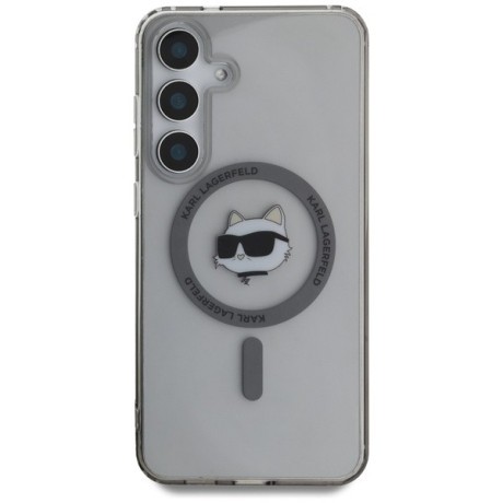 Оригинальный чехол Karl Lagerfeld Button Choupette Head Printed Logo MagSafe для Samsung Galaxy S25 - Black