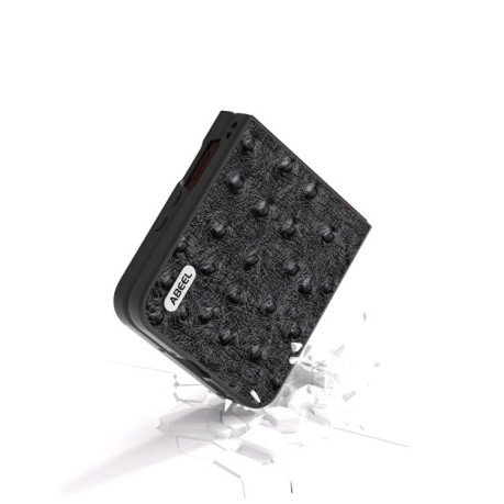 Кожаний чехол ABEEL Genuine Leather Ostrich Texture для Motorola Razr 60 Ultra - чорний