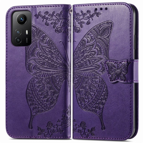 Чехол-книжка Butterfly Love Flower Embossed для Xiaomi Redmi Note 12S - фиолетовый