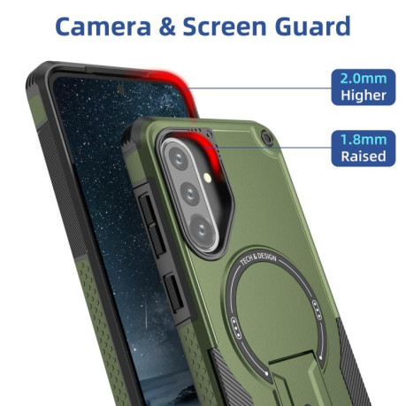 Протиударний чохол MagSafe Holder Armor PC Hybrid для Samsung Galaxy A36/A56 5G - зелений