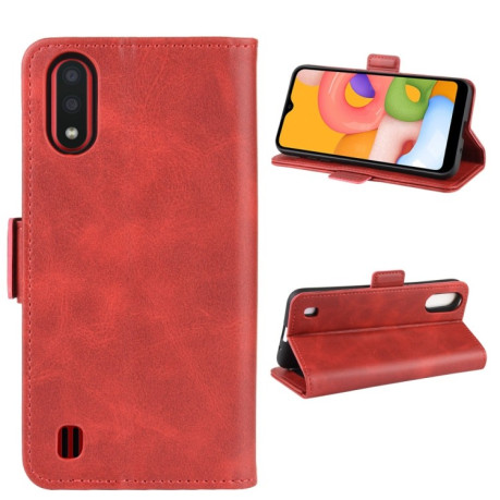 Чехол-книжка Dual-side Magnetic Buckle для  Samsung Galaxy A01 - красный