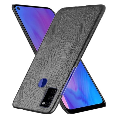 Ударопрочный чехол Crocodile Texture на Samsung Galaxy M51 - черный