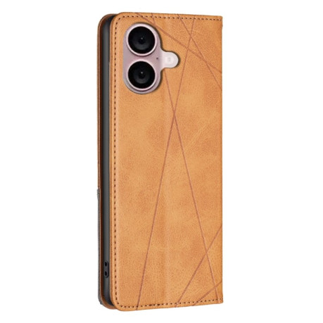 Чехол-книжка Rhombus Texture для iPhone 16 Plus - желтый