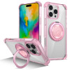 Противоударный чехол Shield CD Pattern MagSafe Magnetic для  iPhone 16 Pro Max  - прозрачно-розовый