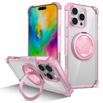 Противоударный чехол Shield CD Pattern MagSafe Magnetic для  iPhone 16 Pro Max  - прозрачно-розовый
