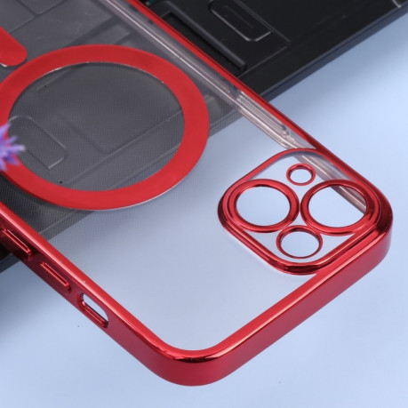Противоударный чехол MagSafe Electroplating Straight для iPhone 14 - красный