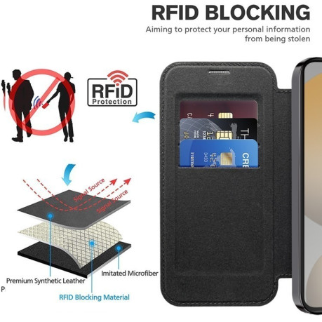 Чохол-книжка Shield MagSafe RFID Anti-theft Leather для Samsung Galaxy S24 FE 5G - чорний