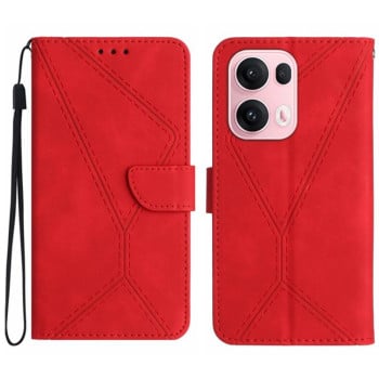 Чехол-книжка Stitching Embossed Leather для OPPO Reno13 Pro Global - красный