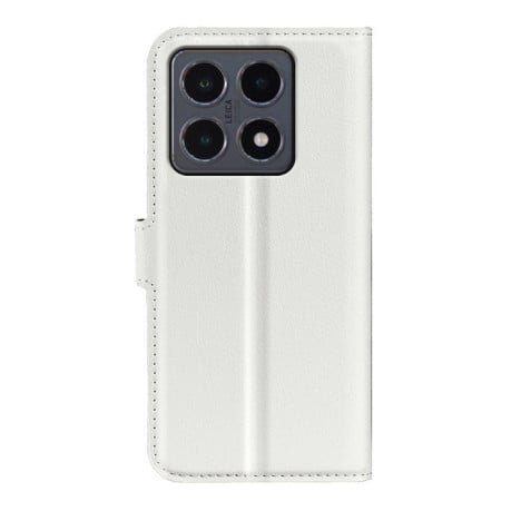 Чехол-книжка с фактурой Litchi и магнитным хлястиком на Xiaomi 15T - белый