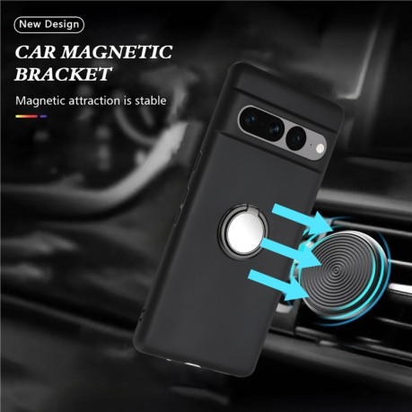 Противоударный чехол Matte with Ring Holder для Google Pixel 8a - черный