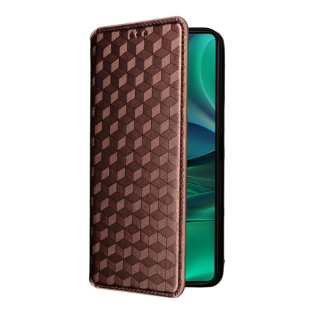 Чохол-книжка Stylus Cubic Grid Flip Leather на Motorola Edge 60 - коричневий