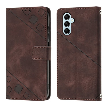 Чохол-книжка Skin-feel Embossed для Samsung Galaxy M14 5G - коричневий