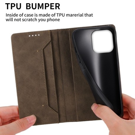 Чехол-книжка Business Solid Color Magnetic RFID Leather на iPhone 16 Pro Max - коричневый